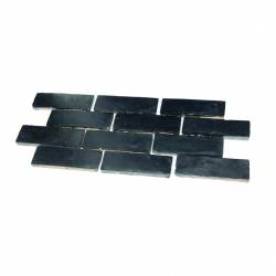 Zellige rectangle gris métal argenté.
