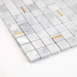 MAT INTER - Feuille 297x297x8mm - Tesselle 20x20mm carrare / insert listel dore