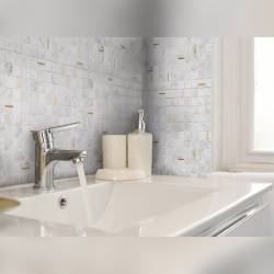 MAT INTER - Feuille 297x297x8mm - Tesselle 20x20mm carrare / insert listel dore