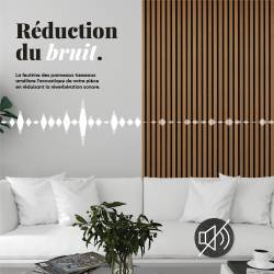 Panneau tasseaux bois 60 x 60 x 1,9 cm - décor chêne clair fond noir - 0,36m²