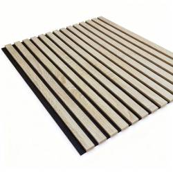 Panneau tasseaux bois 60 x 60 x 1,9 cm - décor chêne clair fond noir - 0,36m²