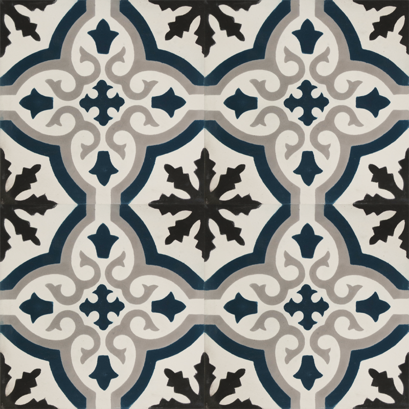 Carreaux de ciment - motif Fleur de Lys - 16 pcs | Decoon