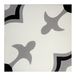 carreaux de ciment noir et blanc motif médiéval