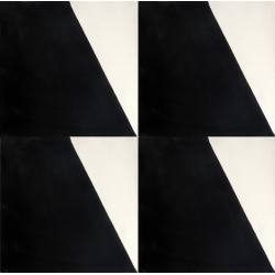 carreau de ciment noir et blanc motif asymétrique